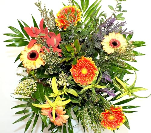 Blumenstrauß Frühling in der Provence Ø 40 cm, Gerbera & Beiwerk, Frisch & Langlebig, Ideal für Geburtstagsgeschenke, Jubiläen & Anlässe (Zustellung vorraussichtlich am 14.02.)