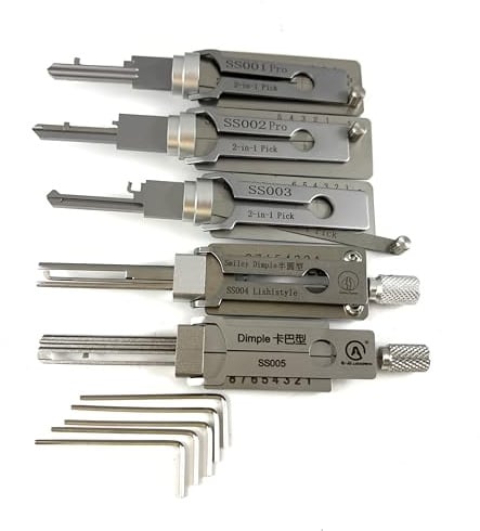 QiDAi Professionelles Dietrich-Set, SS001 SS002 SS003 SS004 SS005, 2-in-1-Decoder und Pick-Schlosser-Werkzeuge, Schloss-Schnellöffner