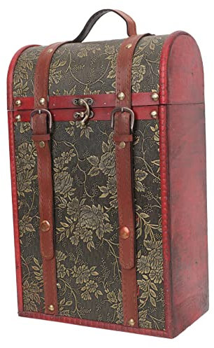 Cabilock Coffret à Vin Rétro pour Deux Bouteilles Boîte Cadeau Décorative Conteneur De Vin avec Loquet Et Poignée