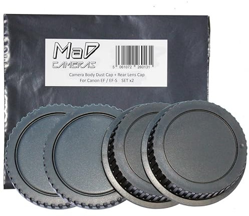 MaD Cameras 2 x SET Body Cap + Rear Lens Cap for Canon EOS EF/EF-S Mount Camera such as 1100D 1200D 1300D 2000D 4000D 250D 850D etc.