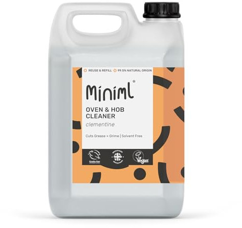 Miniml Nettoyant pour four et plaque de cuisson, recharge de 5 L – Parfum clémentine d'agrumes, puissant dissolvant de graisse et de crasse, sans solvant, sans cruauté envers les animaux, végétalien,