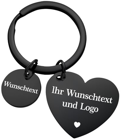 Gravurmaster Personalisiertes Schlüsselanhänger für Paare mit Gravur Liebesspruch & Datum - Romantisches Geschenk für Ehefrau, Ehemann zur Hochzeit, als Jahrestagsgeschenk oder Valentinstag, Schwarz