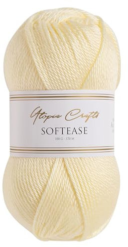 Utopia Crafts Softease Knitting and Crochet Yarn 100g (Ivory Whisper)