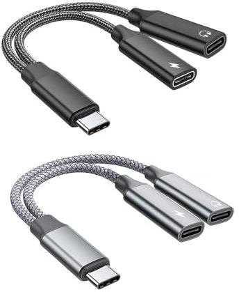 2Pcs USB C Splitter 2 Port Male to Dual Type C Female Cable Charger Adapter Y Splitter Cable for Charging Multifunctional Double Type C Port HUB Compatible with Mac, Xbox One, PS5, Laptop