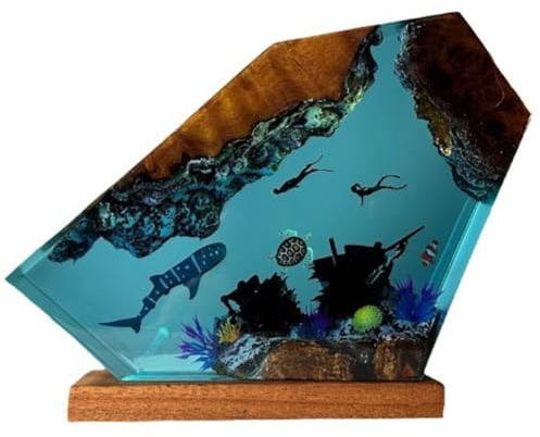 Fuhjythy Unterwasser-Harz-Lampe, Wal, Schildkröte, menschliches Tauchnachtlicht, Heimgeschenk, Büro, Schreibtisch, Schlafzimmer, Dekoration, Nachtlicht