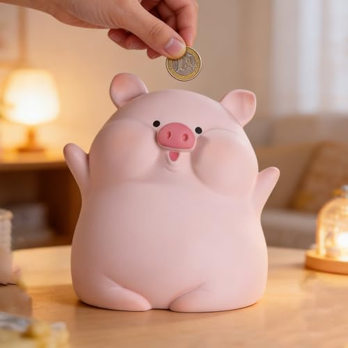 Norhogo 1 Stück Kawaii Kunststoff Sparschwein, Spardose Schweine-Geld-Spardose, lustig für Banknote Münze Einsparungen, Luck Sparschwein für Mädchen Jungen Erwachsene