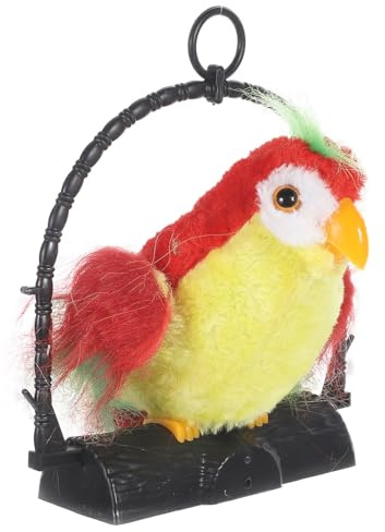 SUPVOX Juguete de Loro Parlante Electrónico Grabador para Niños, Decoración Colgante Roja, Felpa Suave, Cabeza y Alas Móviles, Juguete Educativo de Aprendizaje Temprano, sin Batería