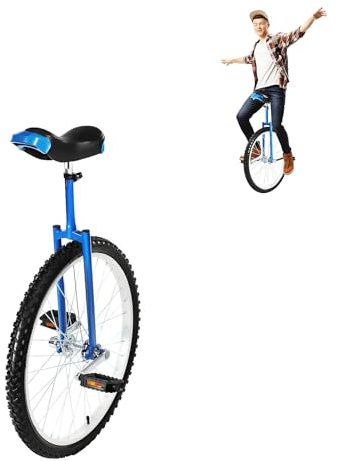 HUOMMGS Einrad 24 Zoll Gleichgewichtstrainingeinrad Höhenverstellbar Einrad Erwachsene für Über 1,75m Erwachsen Upgradeeinrad mit Ergonomischer Sattel für Anfänger und Profis Unisex (Blau)
