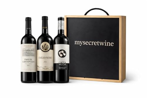Pack Regalo Vino Tinto Ribera del Duero – Pago de Carraovejas + Emilio Moro + Cantamuda Parcela 64 – Estuche de Madera – 3 Botellas - Mysecretwine