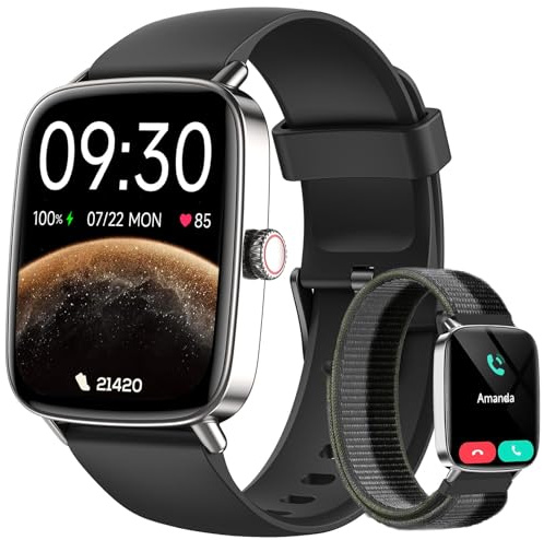 Fitpolo Reloj Inteligente Hombre con Llamadas, Whatsapp Notificaciones, 1.85 Smartwatch Hombre 110 Modos Deportes 3 ATM SpO2/Pulsómetro/Monitor de Sueño Pulsera para iPhone Android
