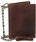 Bourse en cuir de luxe avec chaîne - Porte-monnaie pour cycliste 10 cm de couleur : noir, marron, beige., marron