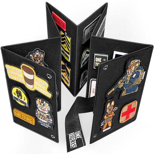 OneTigris Patch Display, Foldable Tactical Patch Board Panel Holder Booklet Organizer for Hook & Loop Patch, Flag Patch, Morale Patch, Military Patch Collections(No Patches Included) - Black