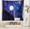 ABAKUHAUS Mond Wandteppich und Tagesdecke, Aurora Borealis und Wolf aus Weiches Mikrofaser Stoff Waschbar ohne Verblassen Digitaldruck, 230 x 140 cm, Magenta Indigo