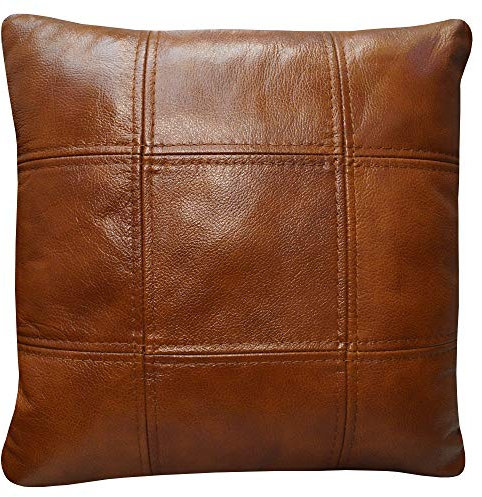 Quattro Meble Antique Tabac Echtleder Kissen Sofa & Stuhl Dekokissen Zierkissen Echtleder Rückenkissen Rindsleder Echt Leder Modell 18EL (40 x 40 cm)