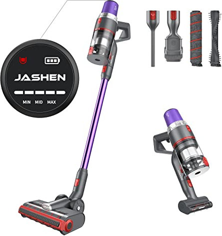 Jashen V16 Cable, Aspiradora de Mano 4 en 1, 22000 Pa de Potencia Bolsa, hasta 40 min de Aspiración, Batería Extraíble, 350 W, 0.6 litros, 70 Decibeles, 3 Velocidades, Púrpura