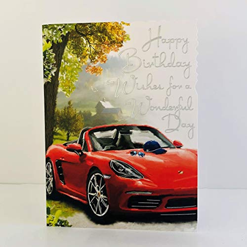 Jonny Javelin Glückwunschkarte zum Geburtstag für einen wunderbaren Tag – Rotes Sportauto