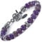 10:10 Edelstahlarmband und 6 mm natürliche Amethyststeine, Armband für Männer und Frauen. Verstellbares Armband Made in Italy…