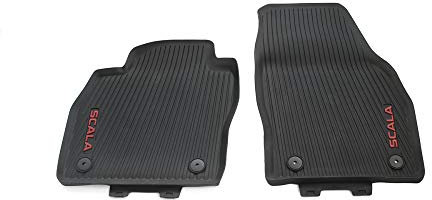 Skoda 657061502F Allwetterfußmatten 2X Gummimatten vorn Gummi Fußmatten schwarz, mit rotem Scala Schriftzug