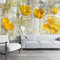 Fototapete 3D Effekt Dekoration Wandbild Gelbe Blumen Selbstklebend 368 x 254 cm Vlies Tapete Wandtapeten - 260g/m2 Fototapete Moderne Panorama Wanddeko
