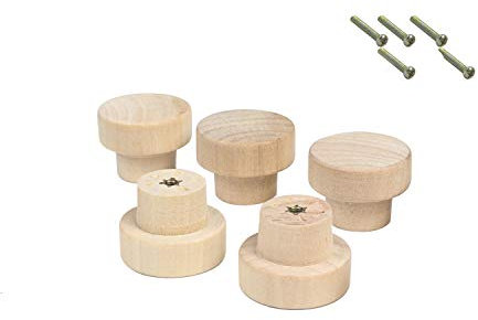Mysummer Runde Schubladenknöpfe aus Holz, für Küchenschränke, Möbel, Kommoden, Kleiderschrank, Schublade, Holzfarbe, 2 Stück