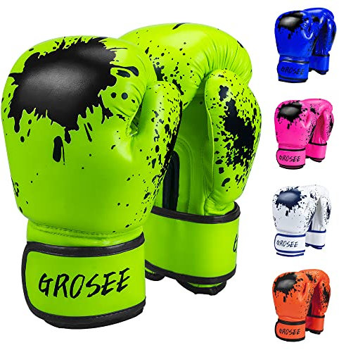 Kinder-Boxhandschuh, 170 g, 227 g, für Jungen und Mädchen, Training, Sparring-Handschuhe für Boxsack, Kickboxen, Muay Thai, MMA, UFC, Geschenk für Alter 6–15 Jahre, Grün, 170 g (20,4–36,3 kg)