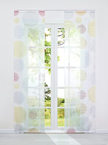 HeichkelL Voile Schiebegardinen 2er Set Flächenvorhang kurz Schiebevorhang für Schienensystem inkl. Klettband und Beschwerungszubehör Fensterstores Raumteiler 2 Stück BxH 57x175 cm Bunt
