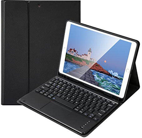 Lively Life Bluetooth Keyboard Case with Touchpad for iPad 10.2 9th 2021/8th 2020/7th Generation 2019, iPad Air 3 2019, iPad Pro 10.5 2017, Built-in Pen Holder, Detachable Wireless Keyboard - Black