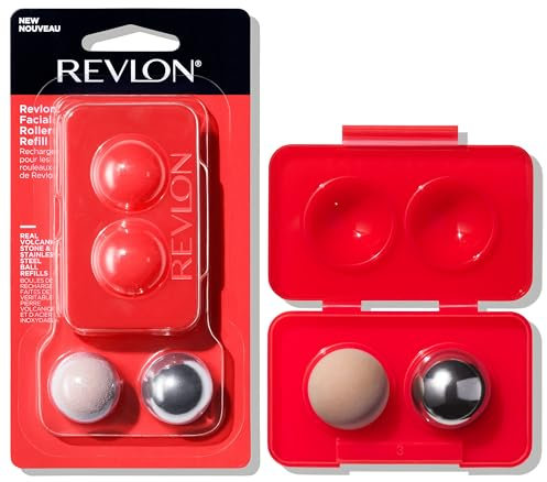 Revlon Ölabsorbierende und kühlende Gesichtsroller-Nachfüllpackung mit Vulkanstein- und Edelstahlkugel in Aufbewahrungsetui, umweltfreundlich, leicht zu reinigen, 1 Stück