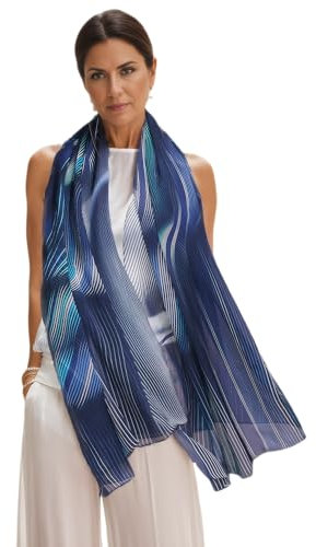 Prettystern Damen XXL Seidentuch Stola Sommer-Tuch SeidenSchal Pareo Sarong Abendkleid Umschlagtuch bunt blau Y16