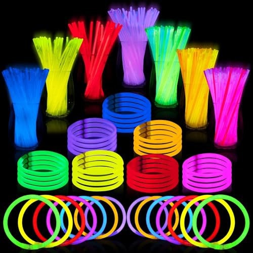 JOYIN 200 Varillas Brillantes, Suministros para Fiestas,20cm de larga duración que brillan en la oscuridad,pulseras y collares de recuerdos de fiesta,decoraciones de fiesta brillantes para cumpleaños