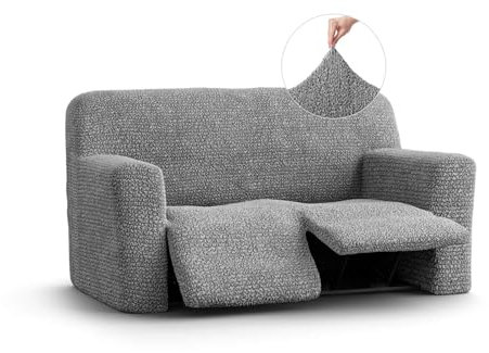 PAULATO - Sofabezug 2 Sitzer mit Liegefunktion aus einfarbiger Mikrofaser, kratzfestes Gewebe, maschinenwaschbar, WavyTech-Technologie, Made in Italy - Esche