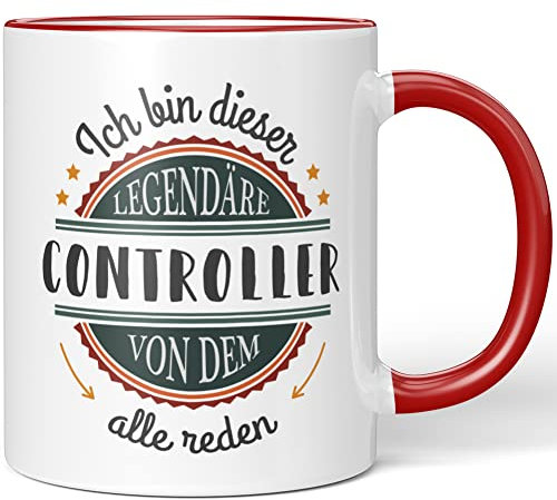 JUNIWORDS Tasse, Ich Bin Dieser legendäre Controller, von dem alle reden, Rot (5043708)