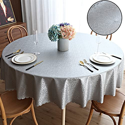 BESTORI Mantel de Mesa Redondo Mantel Impermeable Lavable Mantel Antimanchas Mesa Decorativo para Interiores Exteriores Fiesta Compleaños Cocina 360 cm Gris 1