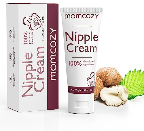 Momcozy Crème à tétons 100 % naturelle, baume à tétons végétalien sans lanoline, crème apaisante pour les mamans infirmières, craquelés, essentiels pour les mamans infirmières et pompantes,