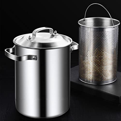 Spargeltopf, 304 Edelstahl, Gemüsedampfer, Spaghetti-Nudelkocher, Öl-Fritteuse, Heimküche, Kochwerkzeug mit Korb und Deckel, 4,2 l, BPA-frei