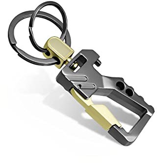 JNNJ Herren Schlüsselanhänger Auto Karabinerhaken Flaschenöffner, Schlüsselanhänger Metall Gun Grey Schlüsselanhänger, Multi Auto-Schlüsselanhänger Flaschenöffner