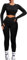 Navneet Sport Damen Gym Workout Set Lang - Fitness Outfit Langarm Rückenfrei Oberteil, Scrunch Leggings V Waist, Zweiteiler Schwarz L