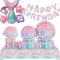 Juego de vajilla de fiesta de sirena, 94 piezas, platos de papel de cumpleaños, tazas, servilletas, mantel, pancartas, globos, accesorios de decoración para niñas