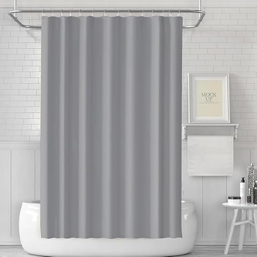 LUKDUNG 180x180 Badevorhang, Duschvorhang Anti-schimmel in Badezimmer, Vorhang für Badewanne Dusche aus Stoff Wasserdicht Waschbar, Waschbar PEVA Shower Curtain mit 12 Duschvorhangringe Grau