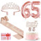 Amosking 65th Birthday Decorations for Women, Including 65th Birthday Sash and Tiara, Cake Topper and Candles, Rose Gold Number Balloons, 65 Year Old Gifts for Women