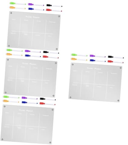 LALAFINA 4 Sätze Magnetisches Transparentes Whiteboard Löschbare Whiteboards Magnetische Menütafel Magnetische Belohnungstabelle Memo-kalender Acryl Wiederbeschreibbar Kühlschrankmagnet