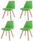 Arreditaly Set Di 4 Sedie Per Sala Da Pranzo Ufficio Con Gambe In Faggio Legno Massello Massiccio Stile Nordico Scandinavo Comoda Seduta Imbottita Ideale Per Soggiorno Sala Riunione (Verde)