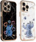 2 Stück Karikatur Stitch Handyhülle Kompatibel mit iPhone 12 Pro Max Hülle 6,7,Cartoon Anime Kawaii Muster Galvanisierte Schutzhülle Weich TPU Stoßfest Dünn Case mit Kameraschutz,Schwarz & Weiß,02