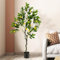 TANGZON Artificial Lemon Tree, 80cm/120cm/150cm Fake Lemon Plants with 9/18/27 Lifelike Lemons & Cement Pot, Indoor Outdoor Potted Decorative Faux Tree for Home Office Living Room Porch (1, 120cm)