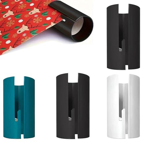 Coupe Papier Cadeau Rouleau, 4 Pièces Cutter pour Rouleau de Papier, Noël Papier Cadeau Outil de Découpe, Coupe de Papier D'emballage, Outils de Coupe Portatifs, pour Noël Anniversaire Halloween