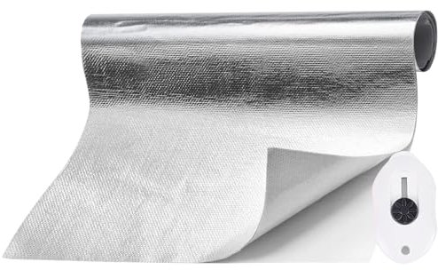 LongZYU Feuille Isolante Autocollant Isolation Thermique en Feuille Aluminium 30 x 200 cm Isolant Thermique Fibre de Verre Pare Chaleur Adhesif Barrière Thermique Matériau Réfléchissant pour Tuyau