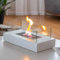 JHY DESIGN Rechteckige Tischfeuerstelle 35 cmL Tragbarer Tischkamin Mit Schale Sauber Brennender Bioethanol-Kamin Ohne Abzug Für Partys Veranstaltungen Innen Außenbereich Terrasse (Weiß)