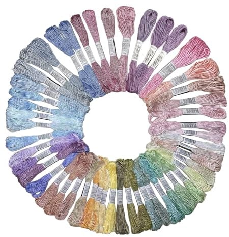 IBOPUXIU Stickgarn Set 50 Farben, je 8 Meter Pastellfarben – Ideal für Kreuzstich, Sticken, Flechten, Freundschaftsarmbänder und Armbandknüpfen – Hochwertiges Embroidery Thread