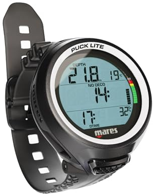 Mares Puck Lite Tauchcomputer | Uhrenstil Ein-Knopf-Steuerung Unterwasser Freitauchen Tauchcomputer - Weiß