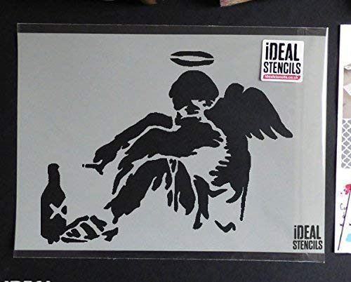 Banksy Fallen Angel Replik Schablone wiederverwendbar & Kunst Handwerk Malerei Schablone - semi-transparent Schablone, XXL/ 77X101CM